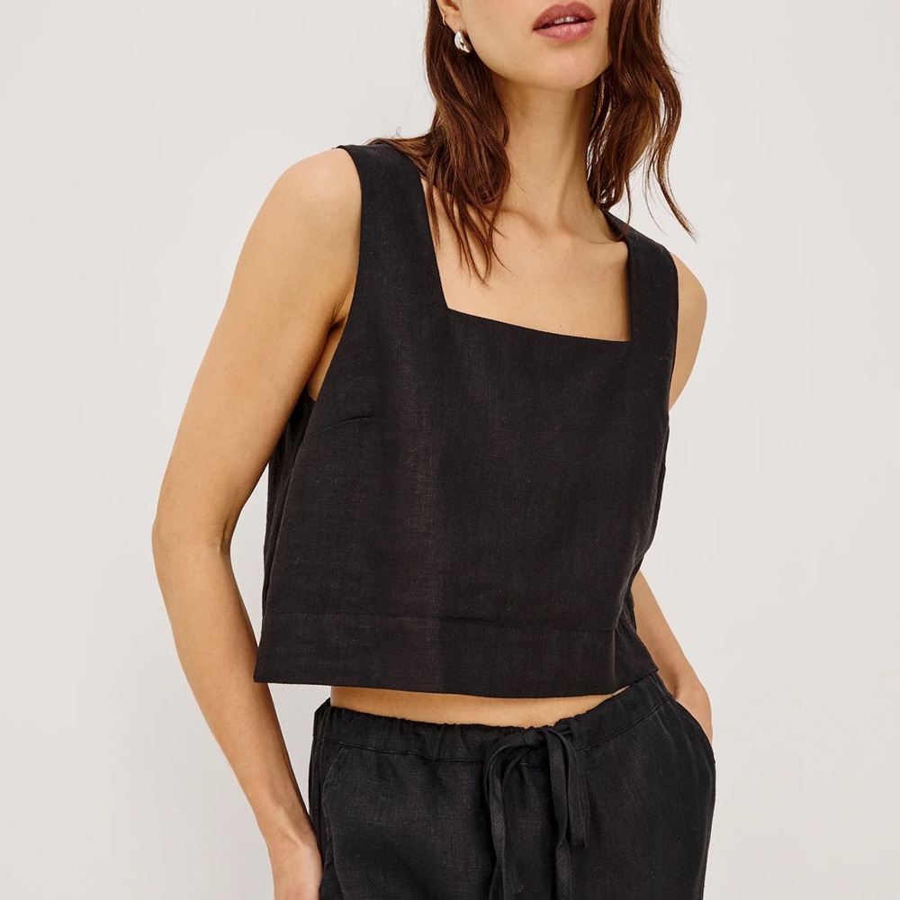 Rails Akira Black Square Neck Sleeveless Crop Top